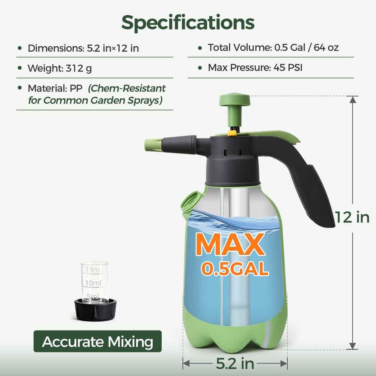 T4U Pump Sprayer shows clear water level for precise mixing