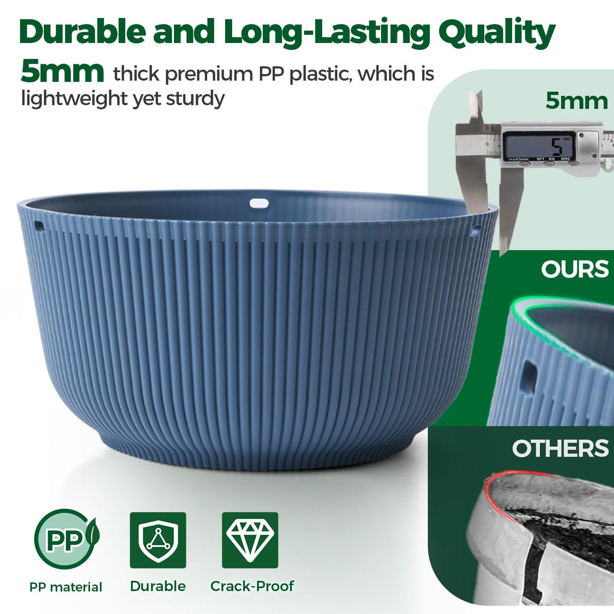 T4U self-watering blue planter showing inner water plate for easy care.