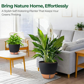 T4U 10-inch self-watering pot with water level indicator for easy indoor watering.
