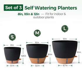T4U 12-inch self-watering pot highlights reservoir capacity for larger greens.