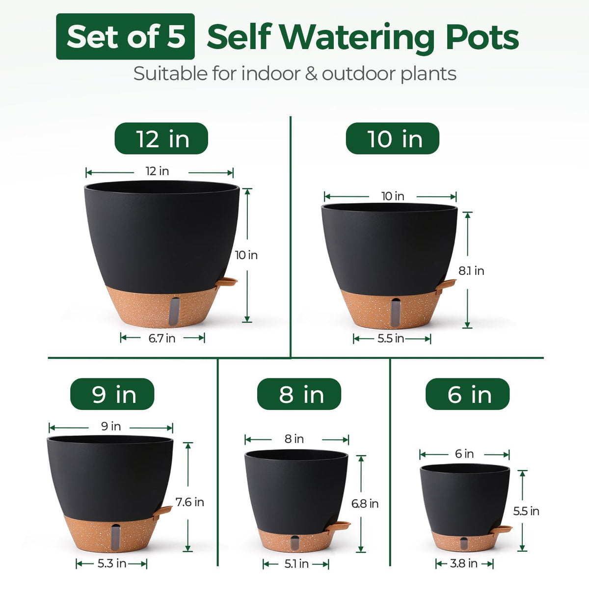 T4U self-watering pots 9-inch, suited for ZZ plant and peace lily.