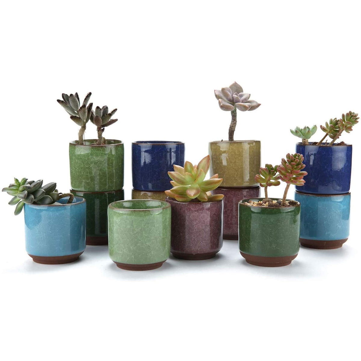 T4U succulent pot with ice crack glaze enhances desk decor and plant display