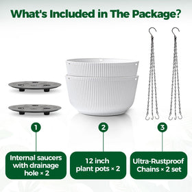T4U two-pack white planters offer modern decor for plant lovers.