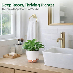 T4U white-design planter that blends with any decor while keeping plants hydrated.
