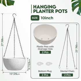 T4U white plastic round hanging planter suitable for indoor and outdoor use.