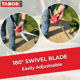 TABOR TOOLS GS01A 180-degree swivel blade reaches tight corners with ease.