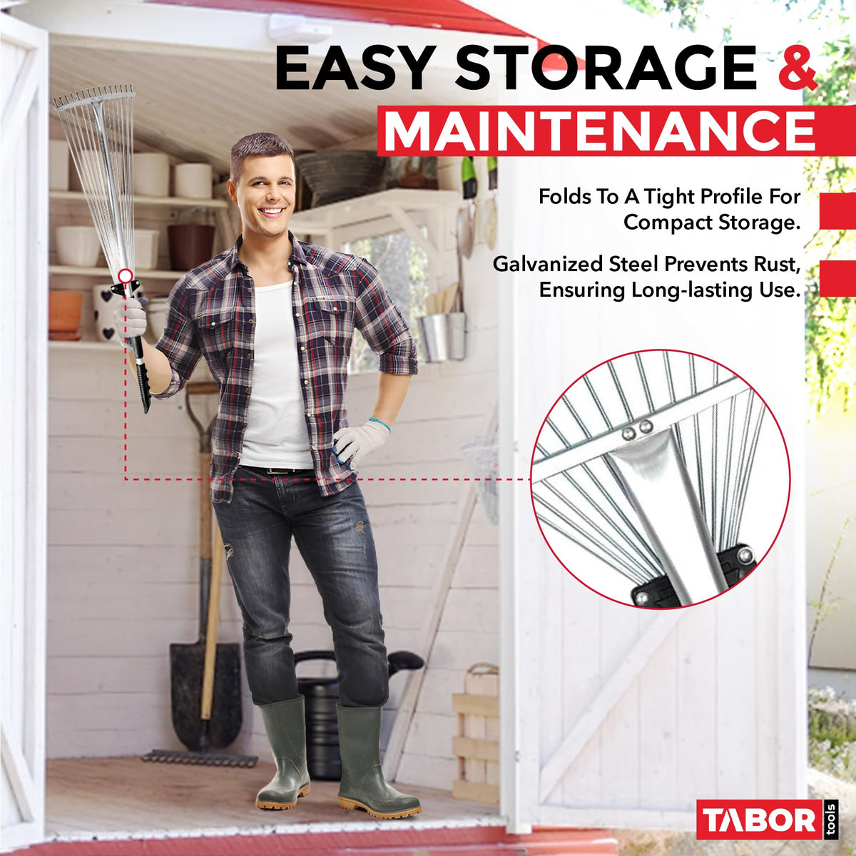 TABOR TOOLS rake reach for small areas with minimal effort