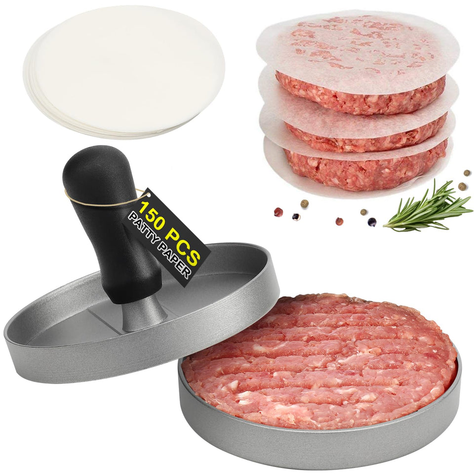 TACGEA burger press with grooved patty mold for uniform burgers.