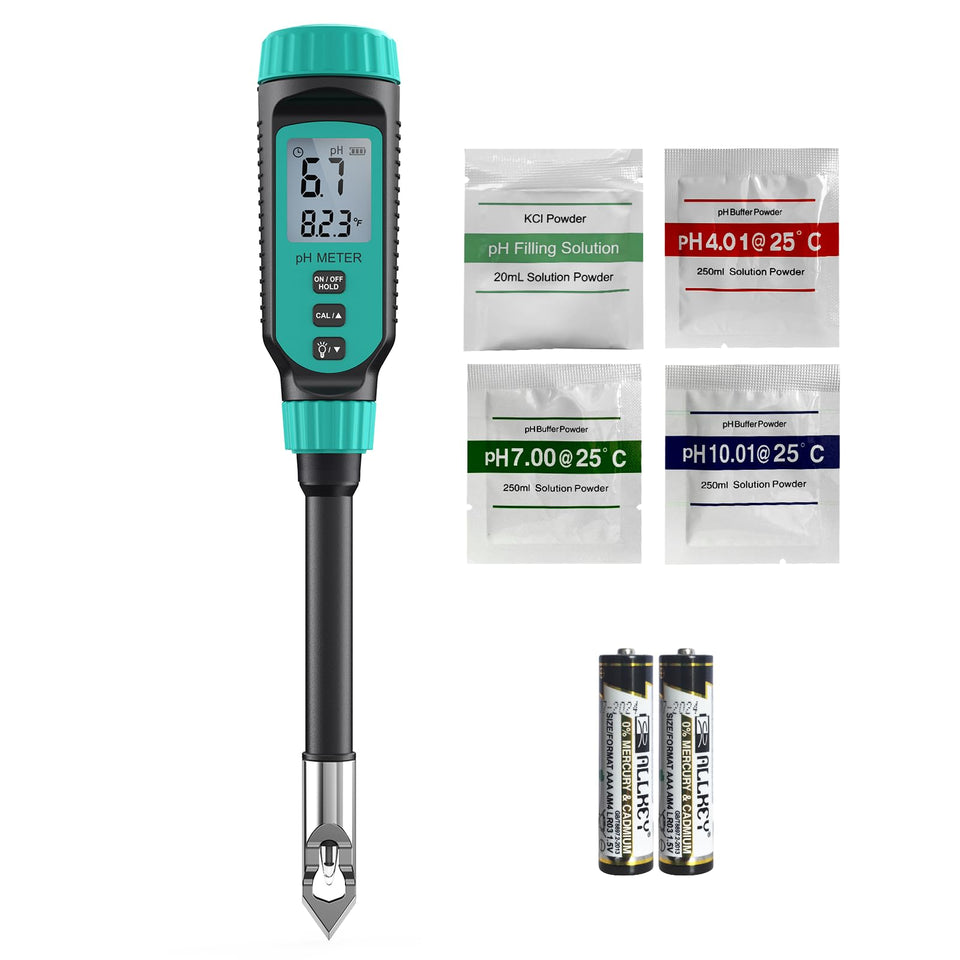 Tadeto soil pH tester front view showing the device for accurate soil readings.