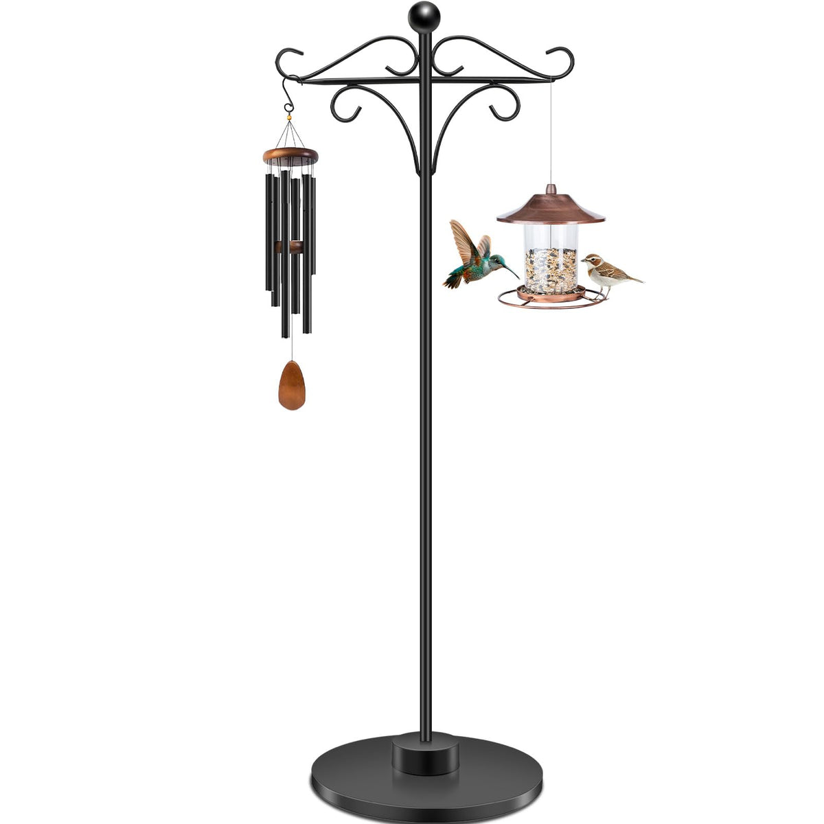 TAGEPUJIE adjustable double shepherd's hook base stability provides solid outdoor support