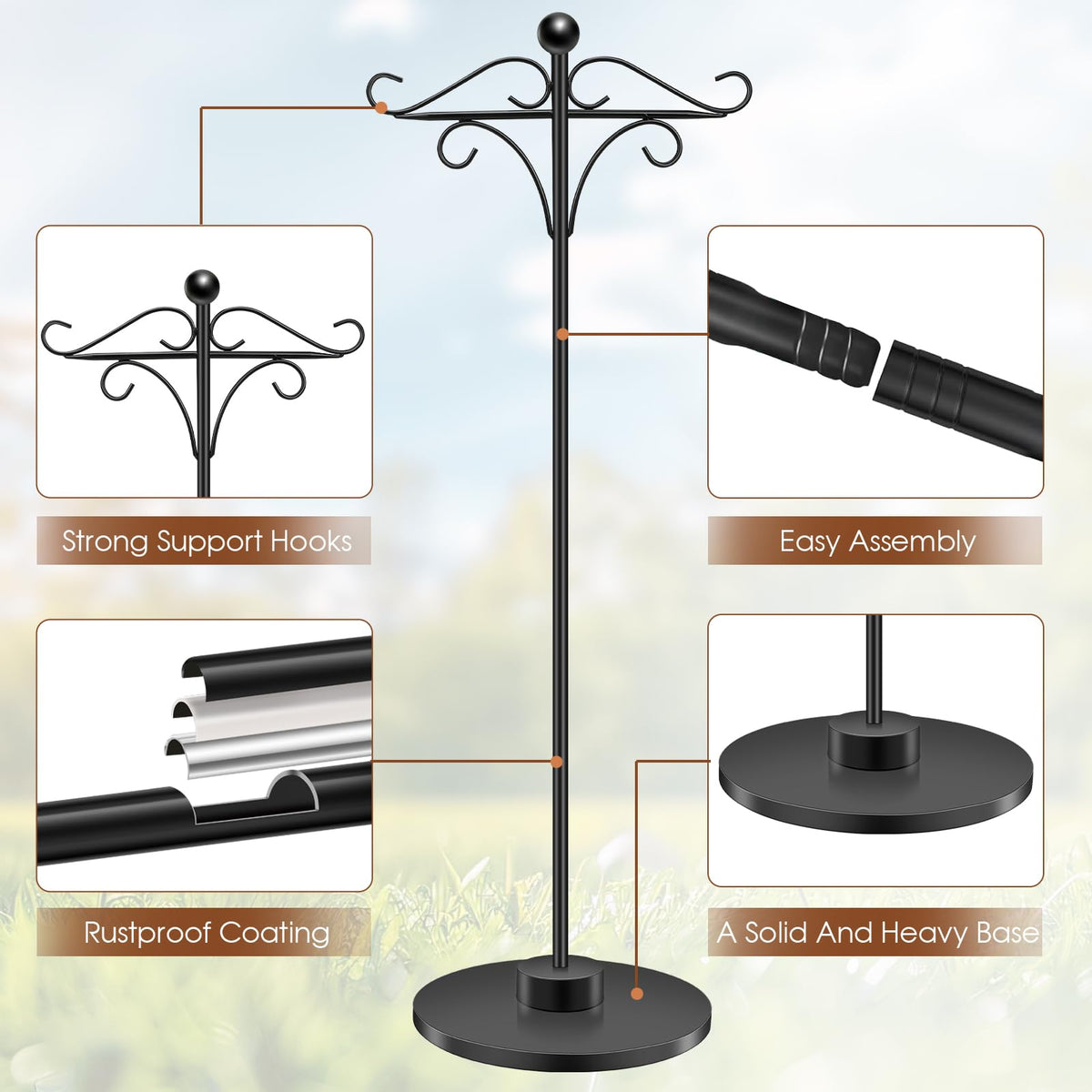 TAGEPUJIE adjustable double shepherd's hook height adjustment lets you set 34 to 63 inches