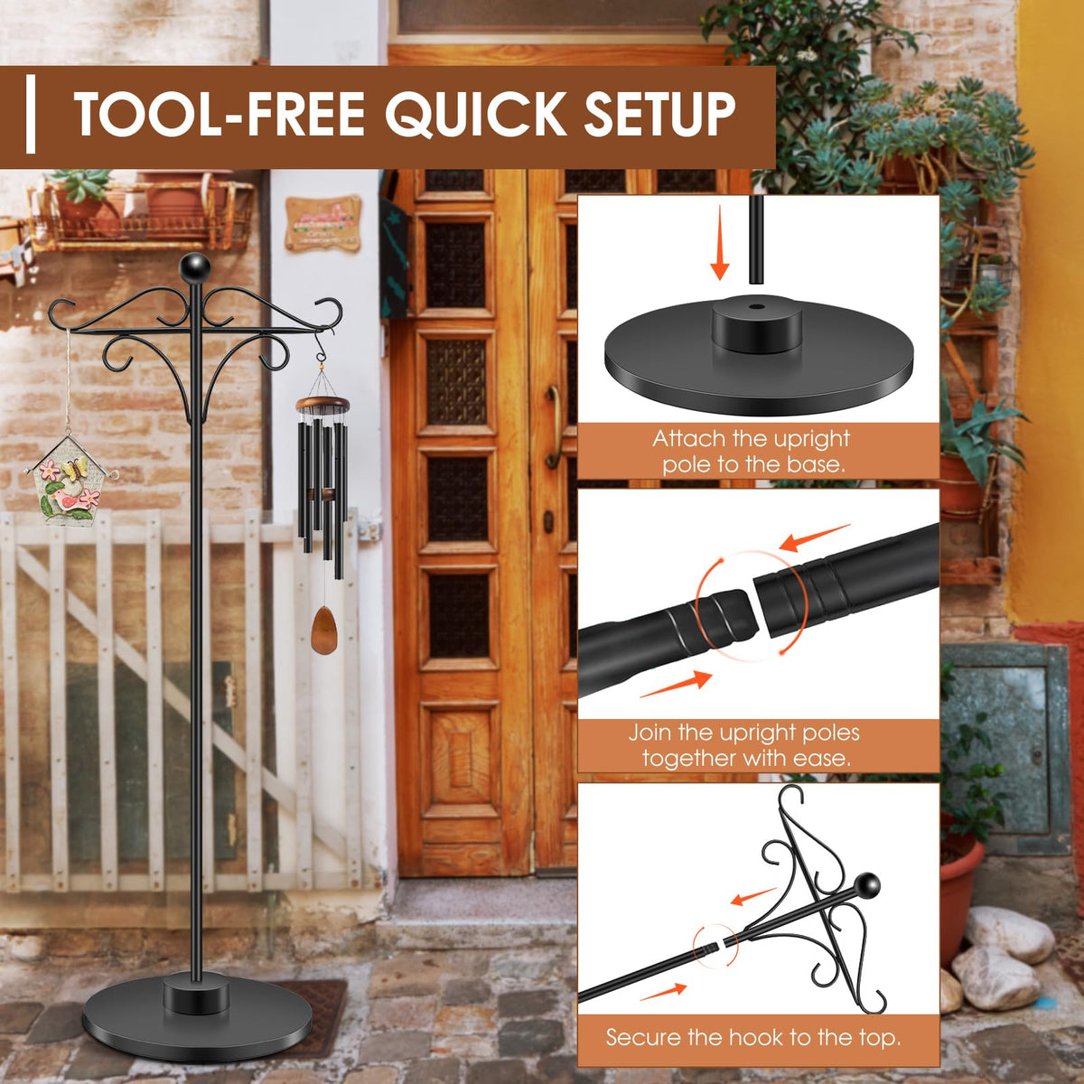 TAGEPUJIE adjustable double shepherd's hook indoor-outdoor-use suits balconies, gardens, patios