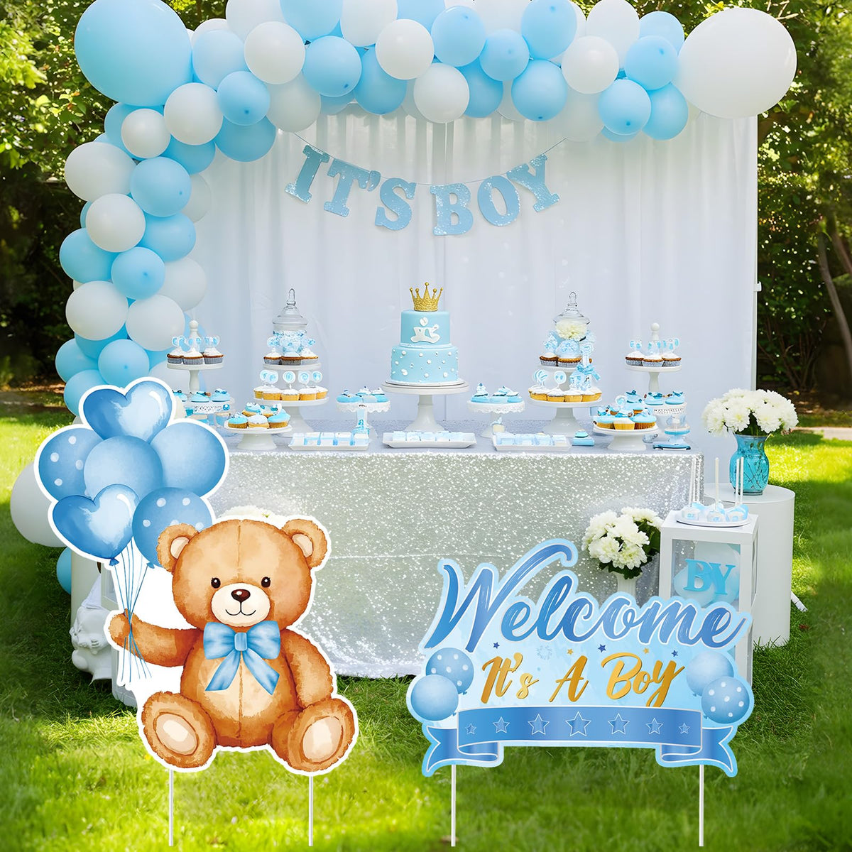 TagreSpike blue bear yard sign detail with vibrant colors for photo opportunities