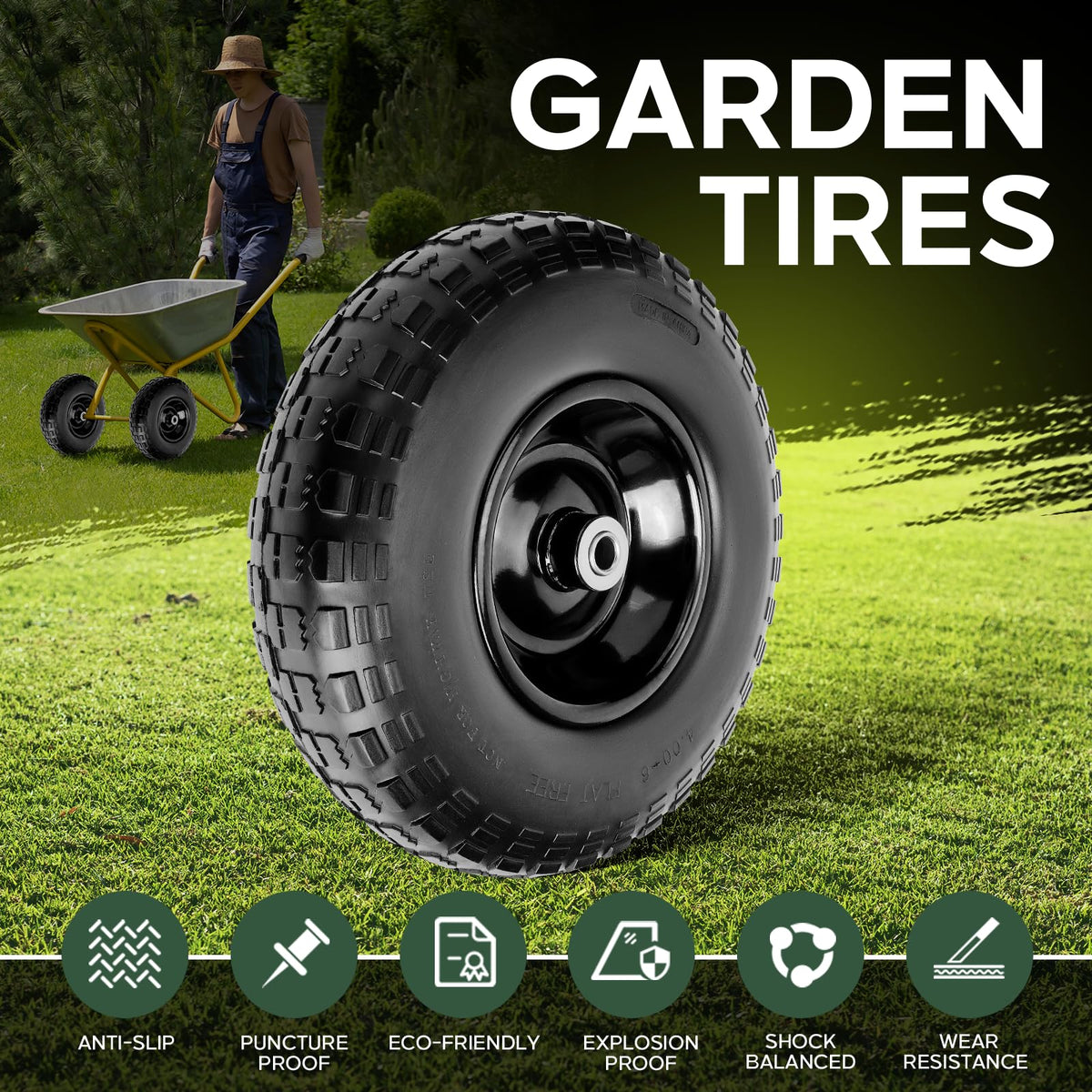 Taifa axle bore close-up for easy fitting on wheelbarrows and trolleys