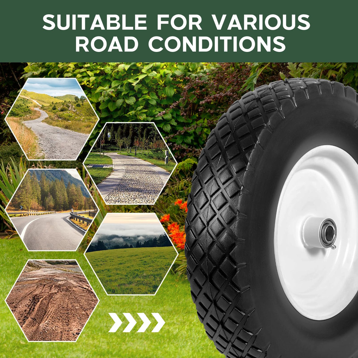 Taifa axle bore 3 inches fits standard wheelbarrows for easy upgrades