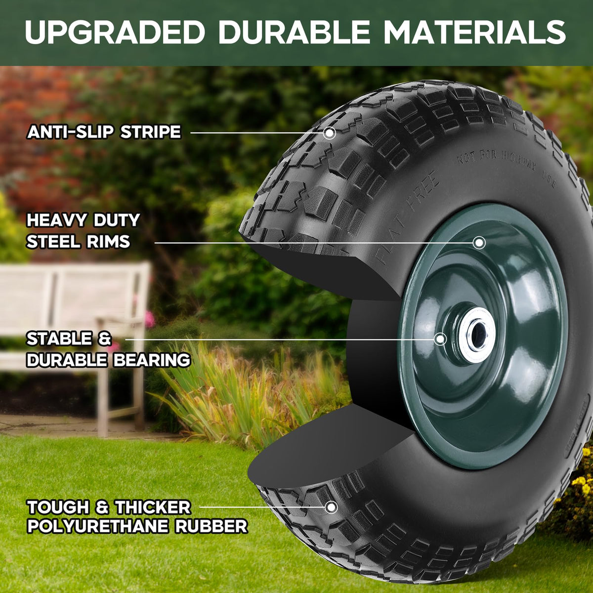 Taifa wheel with 5/8 and 3/4 inch bearings provides sturdy fitment for heavy loads.
