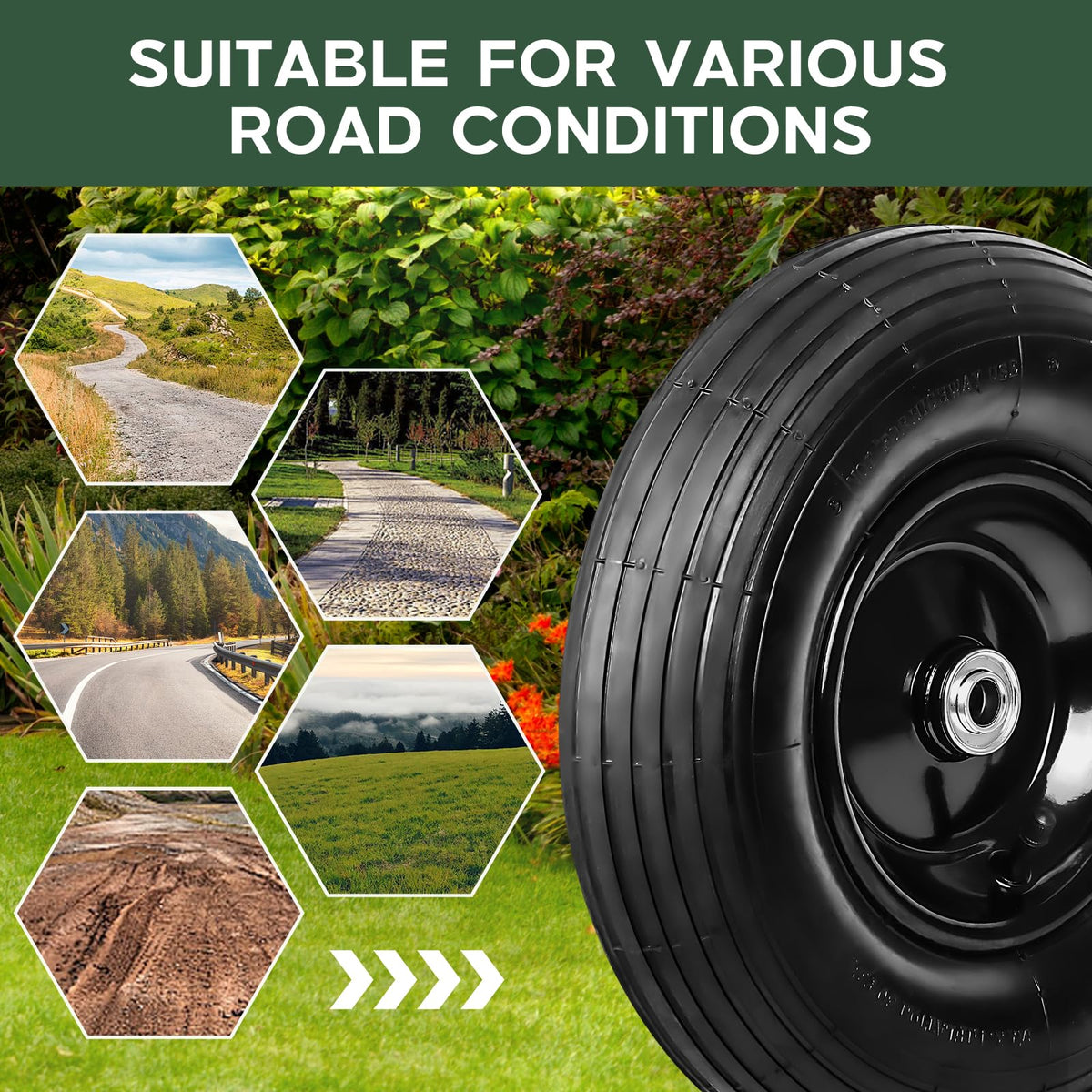 Taifa puncture-proof tire for sand, gravel, rugged paths.