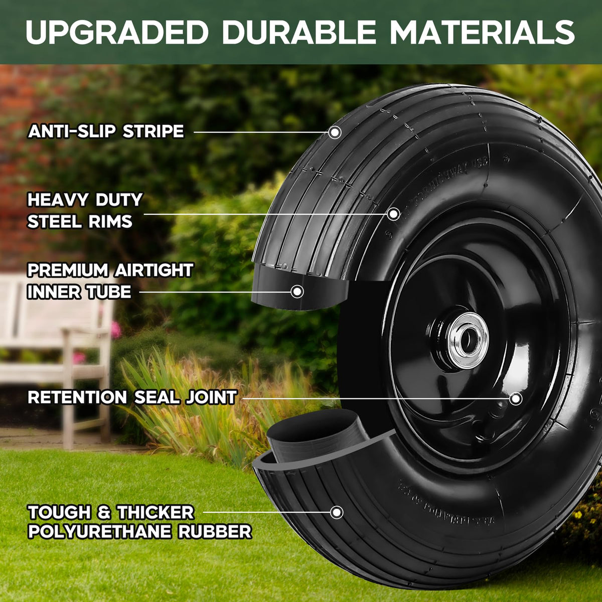 Taifa wear-resistant rubber tread enhances grip on uneven surfaces.