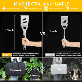 Taimasi heavy-duty stainless steel grill tools providing lasting durability and safer cooking.