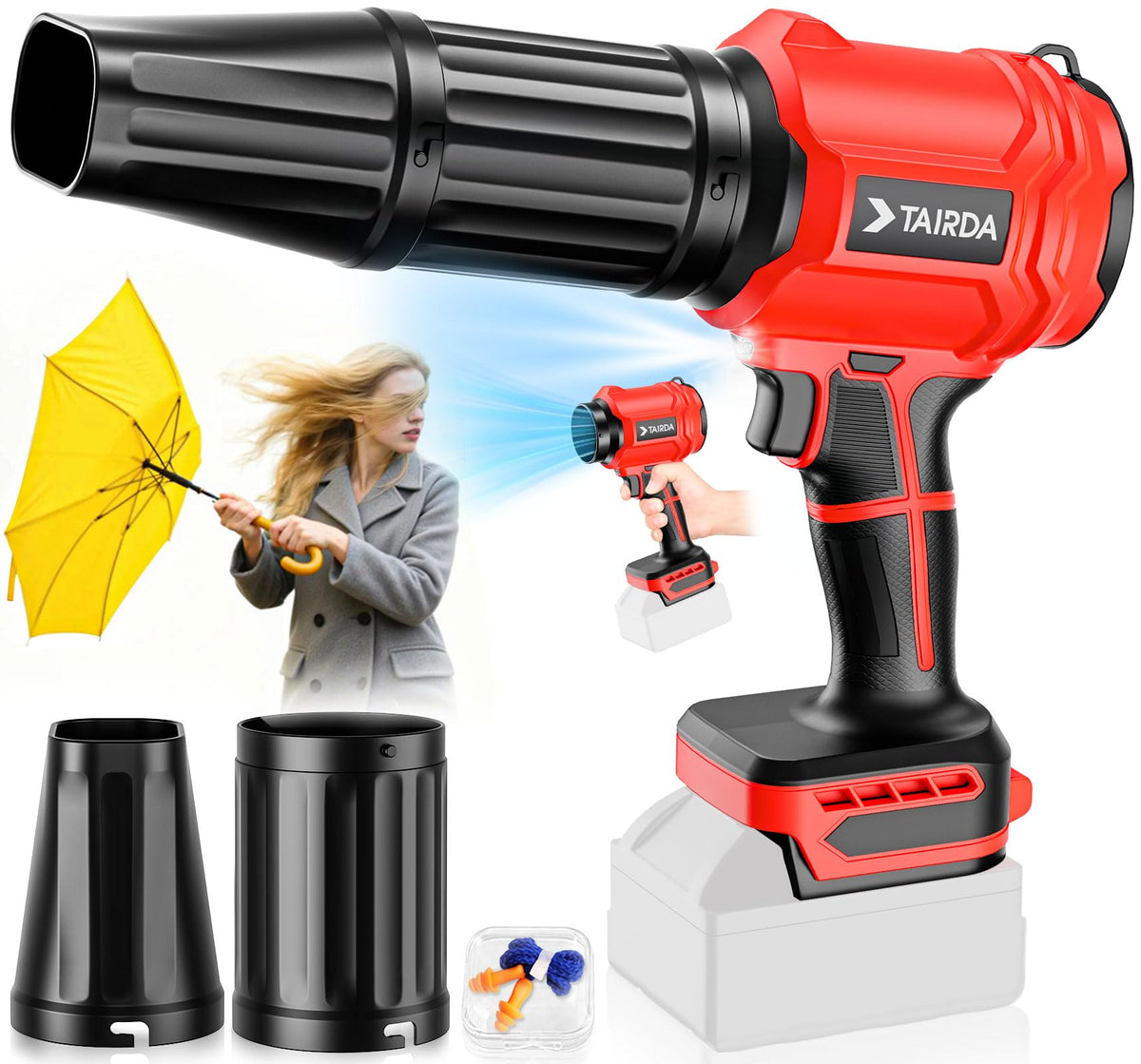 TAIRDA leaf blower battery slot open for fast battery installation and use