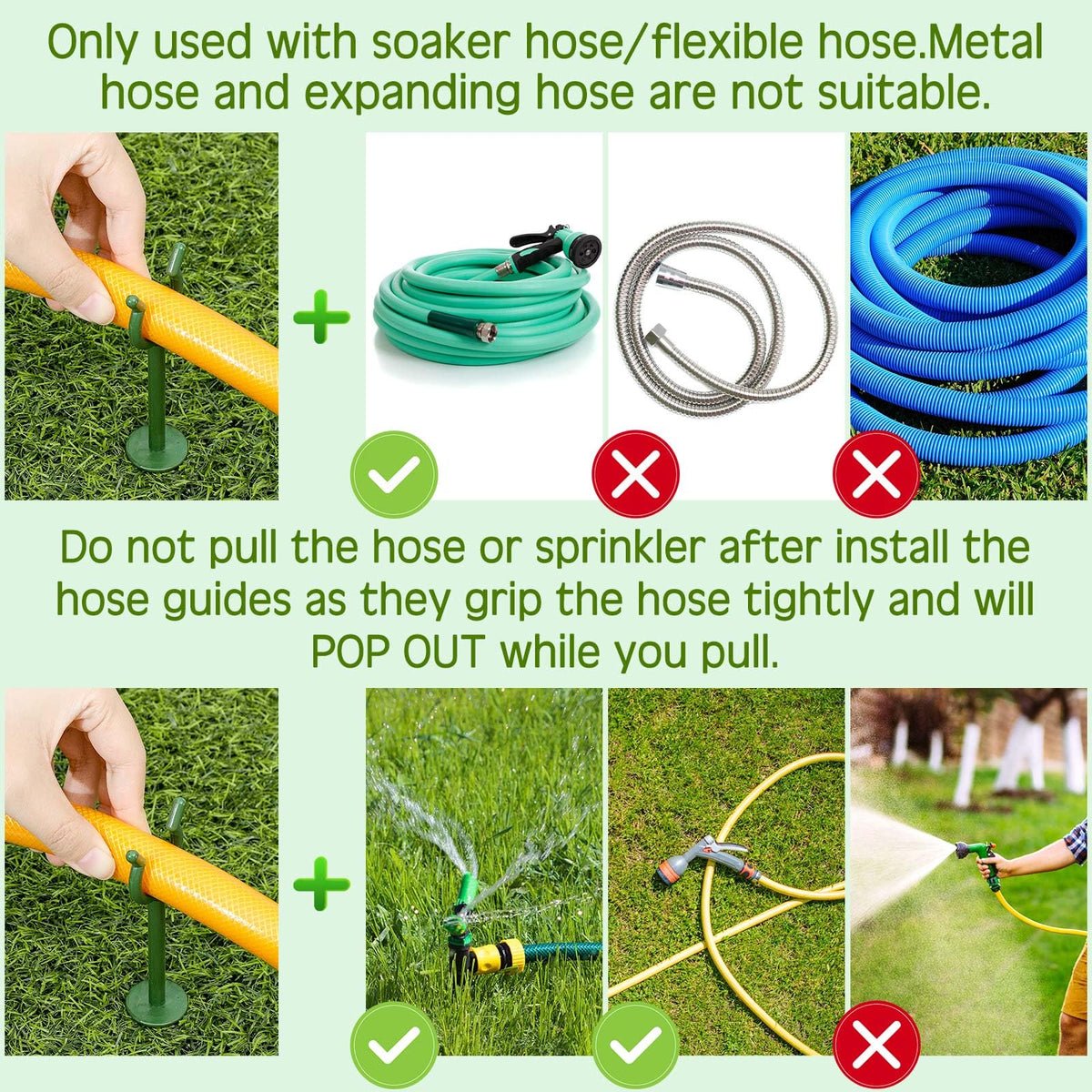 Taiyin hose guide stake with two prongs secures hose quickly
