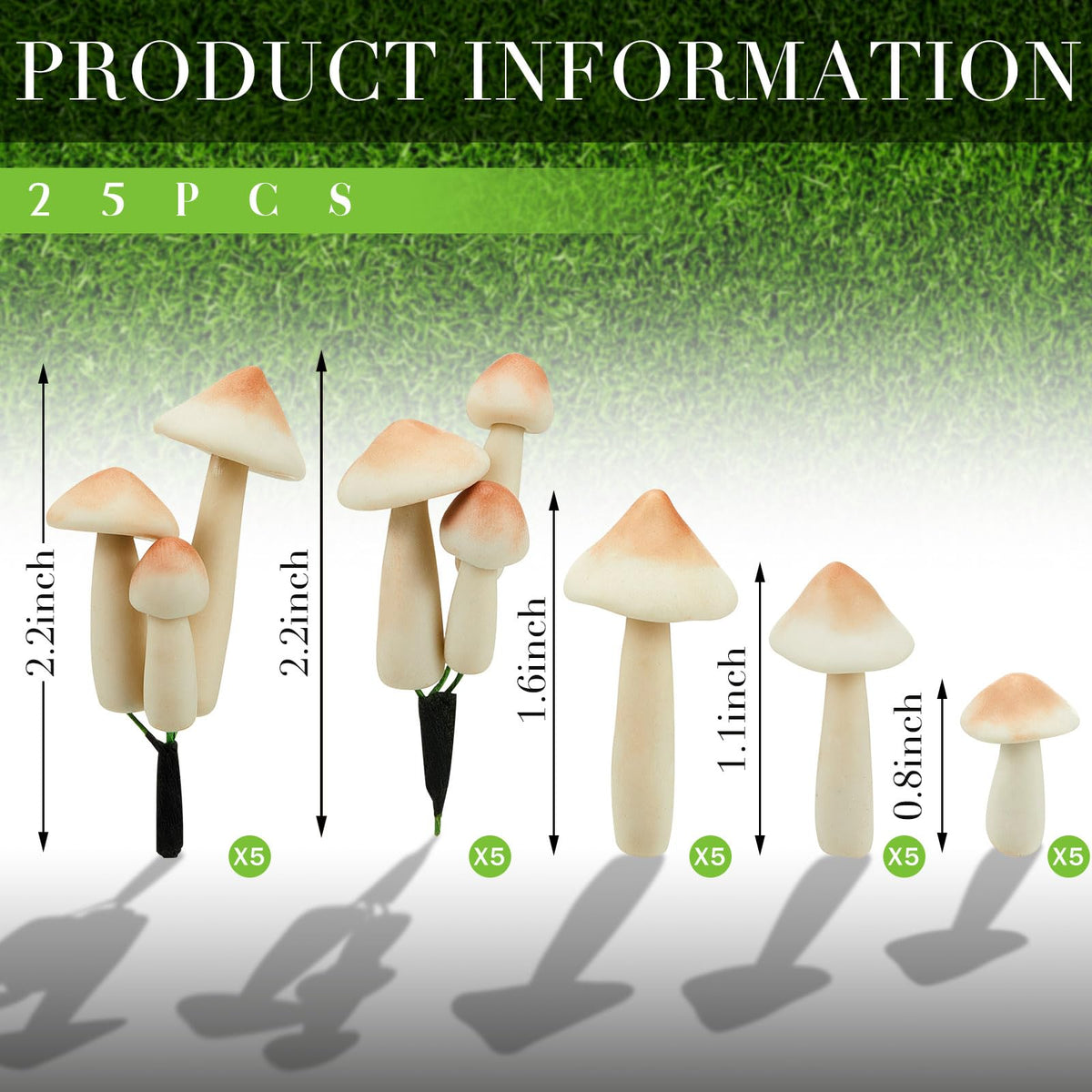 Taiyin mushroom decor with varying sizes enhances micro landscapes and terrariums after dark.
