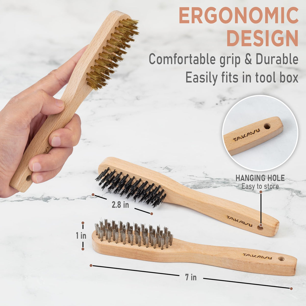 TAKAVU brass brush soft metal prep and non sparking safety for delicate surfaces