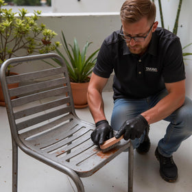TAKAVU grill cleaning ready set helps remove grime from outdoor grills