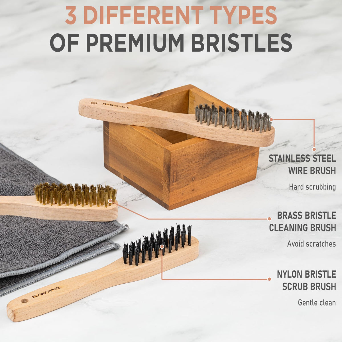 TAKAVU stainless steel brush delivers heavy-duty scrubbing for rust and paint removal