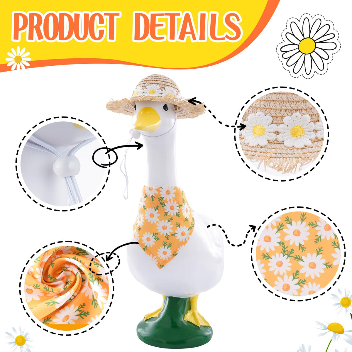 Takealooko Daisy design fabric showcases fresh spring style on goose accessory.