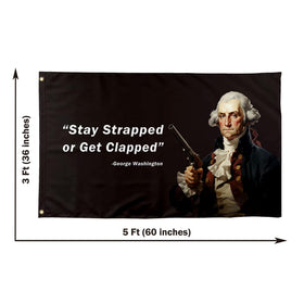 TAKurPIK Stay Strapped flag displaying crisp colors for vibrant indoor display.