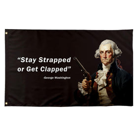 TAKurPIK Stay Strapped flag with copper grommets for easy indoor hanging.