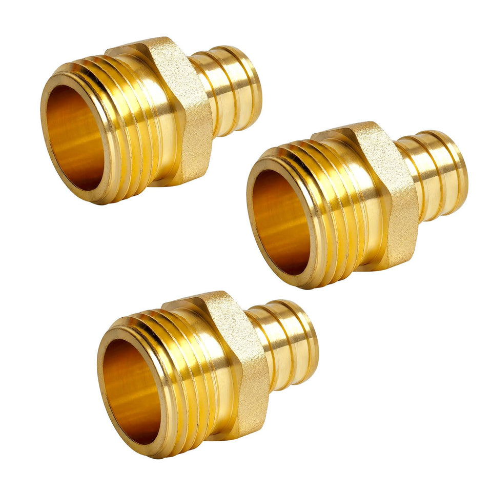 TALEGEN PEX garden hose connector close-up, brass durability for reliable outdoor watering.