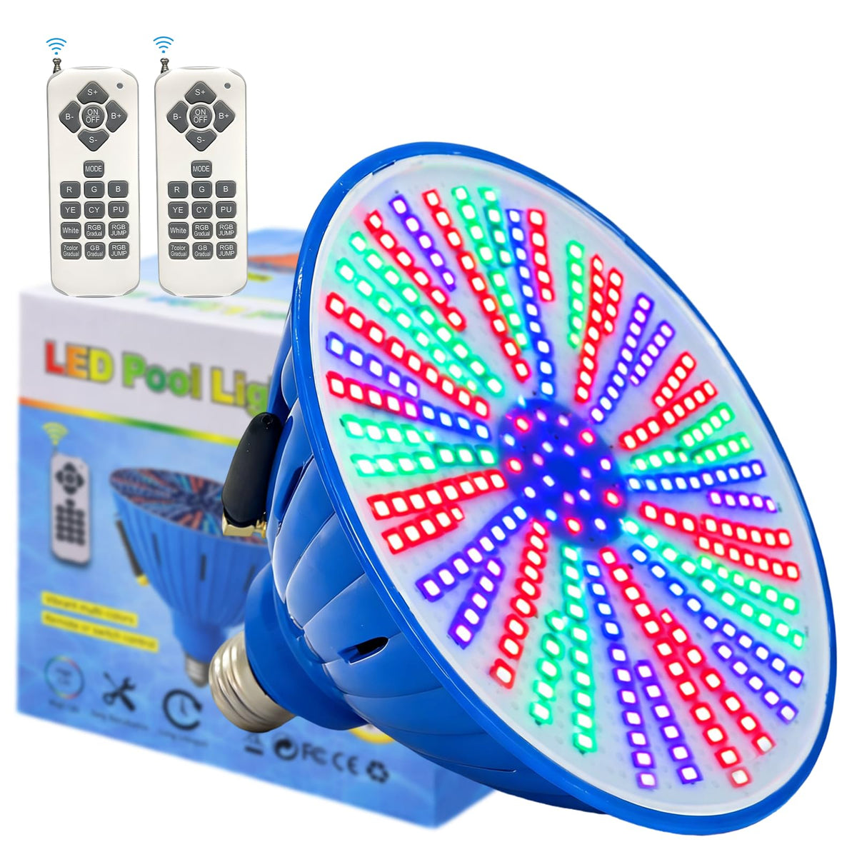Tandanic color-changing pool light bulb shown in use for vibrant ambience and safety