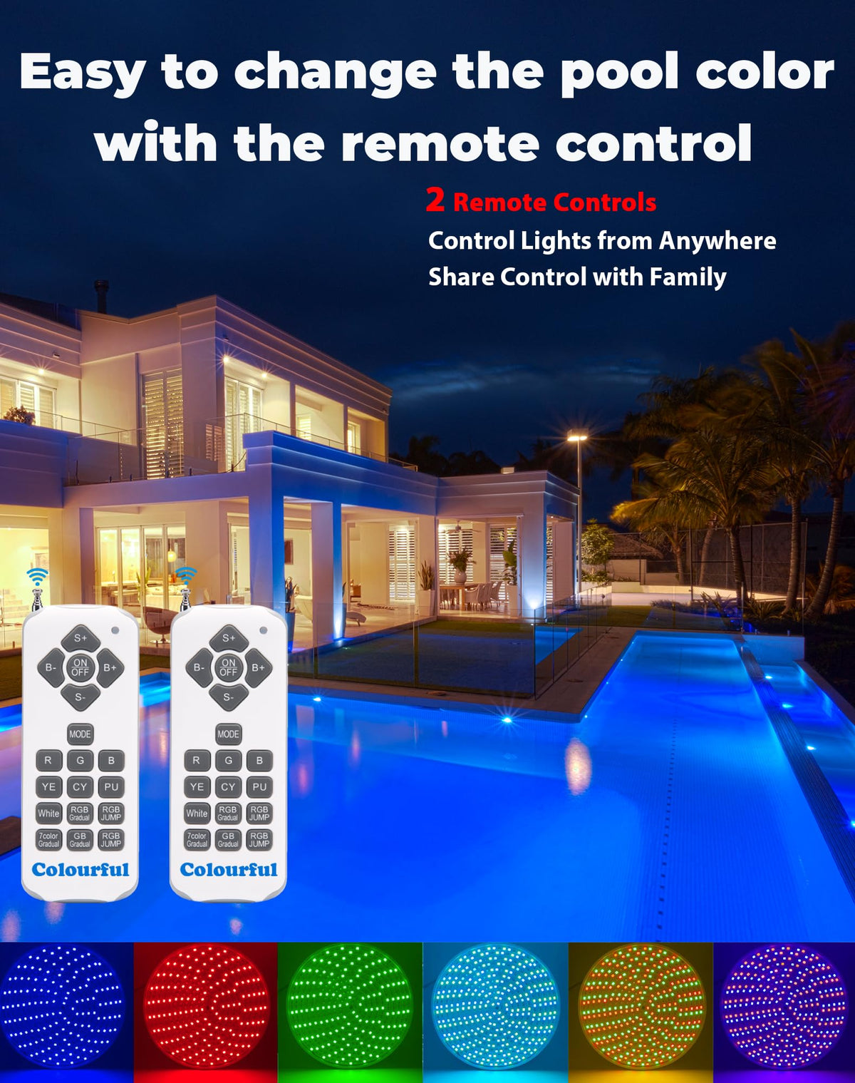 Tandanic energy-saving LED pool light delivering strong brightness with low energy use