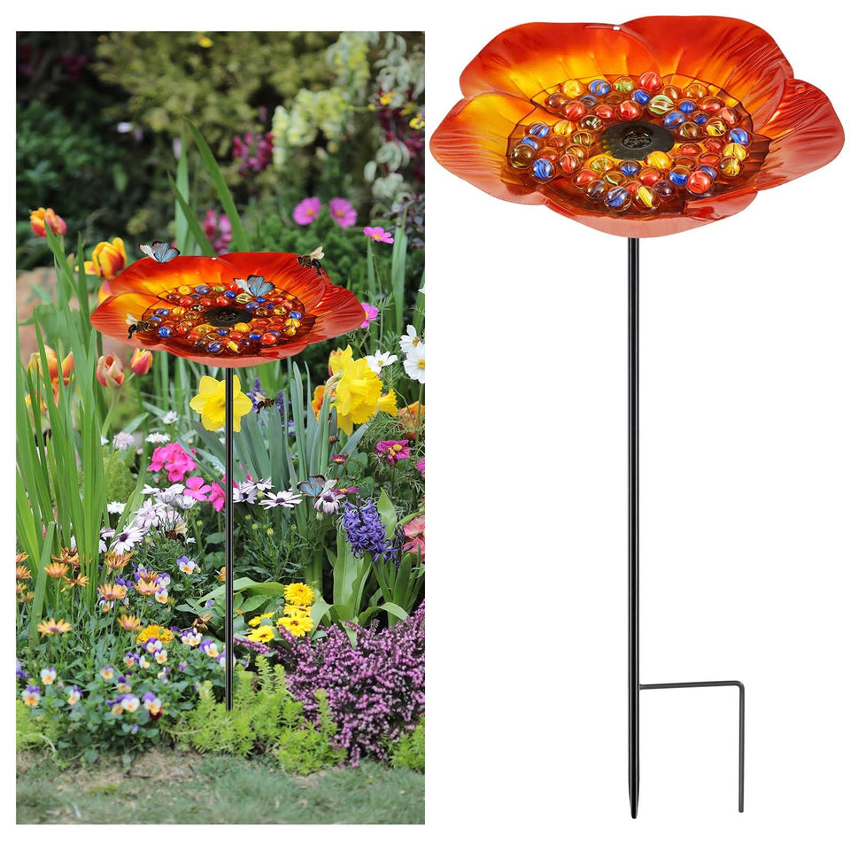 Tandefio bee watering station with a metal butterfly for durable garden hydration