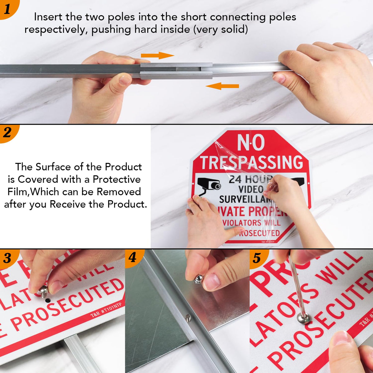 T&R easy-install no trespassing sign with 36-inch stake