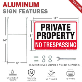 T&R No Trespassing sign with H stake is ready for outdoor installation.