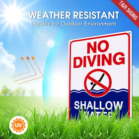 T&R No Diving Sign heavy aluminum rust-free construction