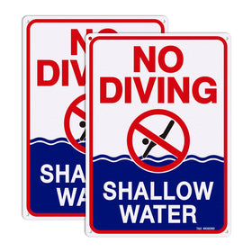 T&R No Diving Sign Shallow Water 14x10, two-pack ready for mounting