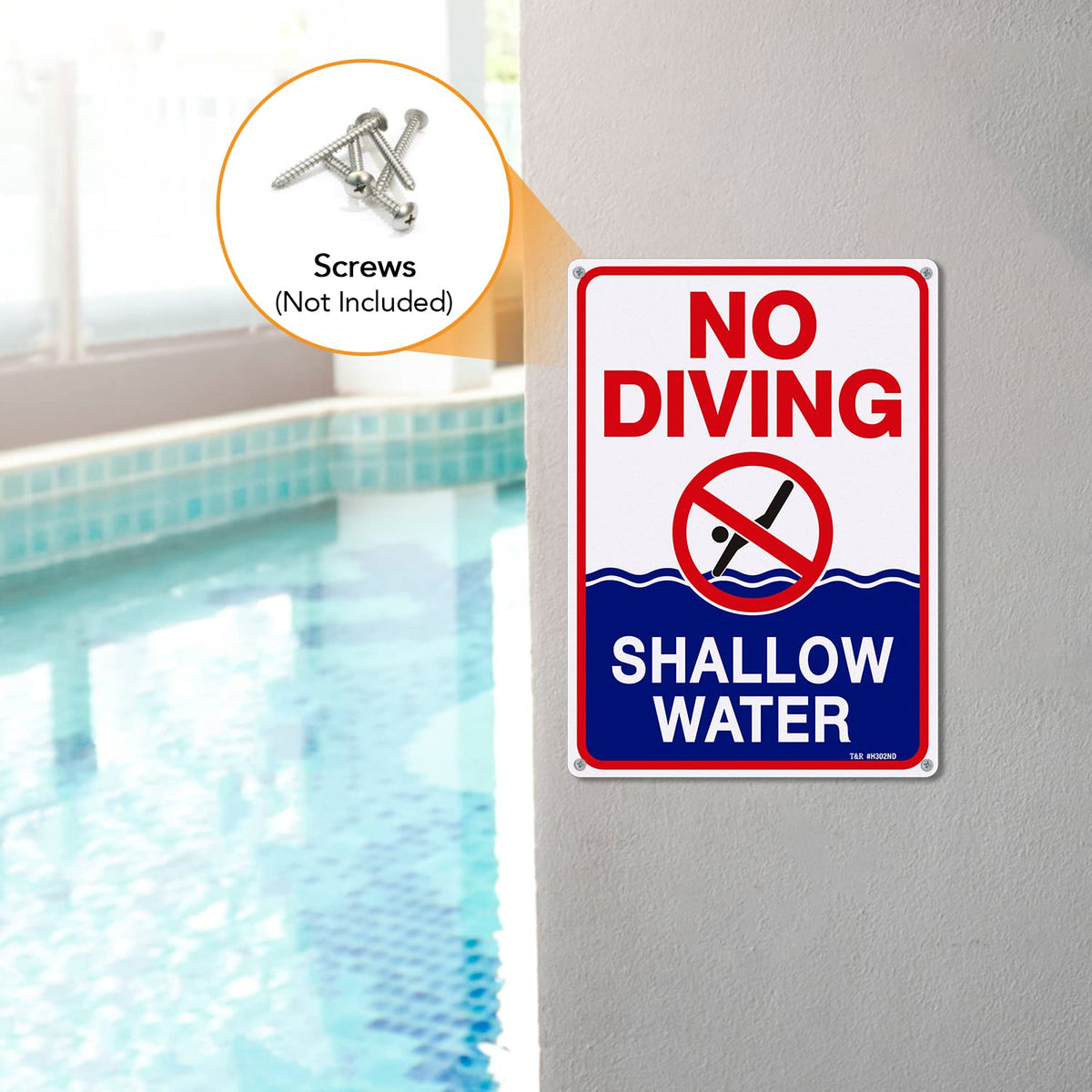 T&R No Diving Sign two signs per pack for multiple locations