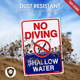 T&R No Diving Sign waterproof and weatherproof for outdoor use