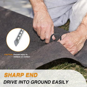 TANGJEAMER adjustable-width stake adapts to turf, plastic, or thick soil.