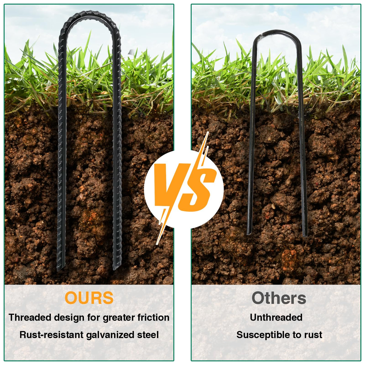TANGJEAMER sharp-end stake inserts easily into ground with minimal effort.