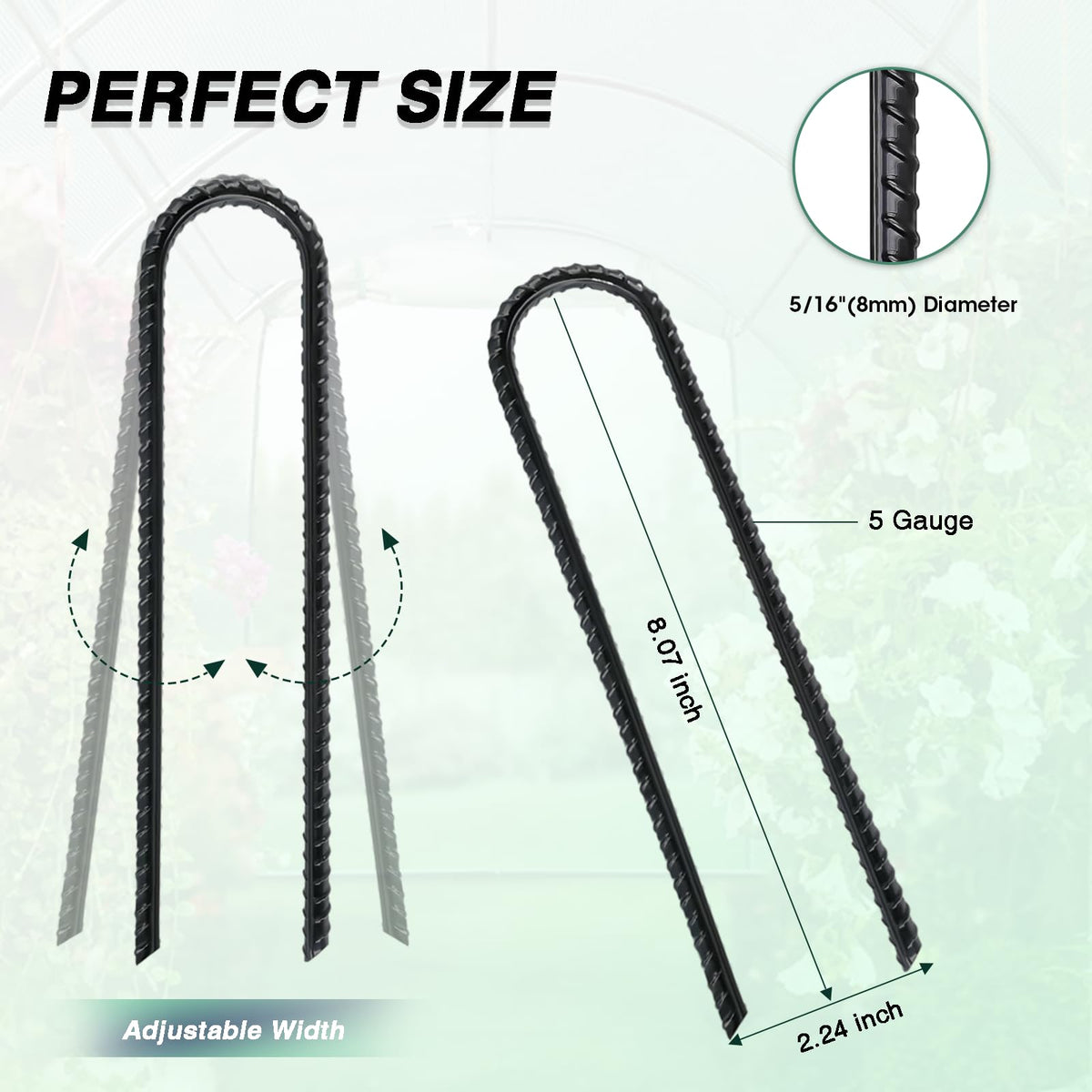 TANGJEAMER U-hook ground stake enabling adjustable tension on uneven ground.