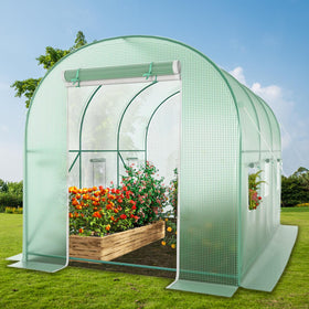 TANGJEAMER Walk-in Greenhouse front view showing a sturdy frame for outdoor gardening