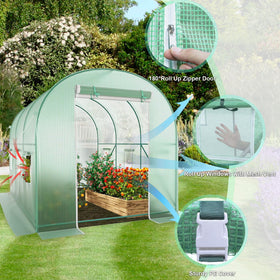 TANGJEAMER Walk-in Greenhouse mesh door closeup highlighting ventilation and pest protection