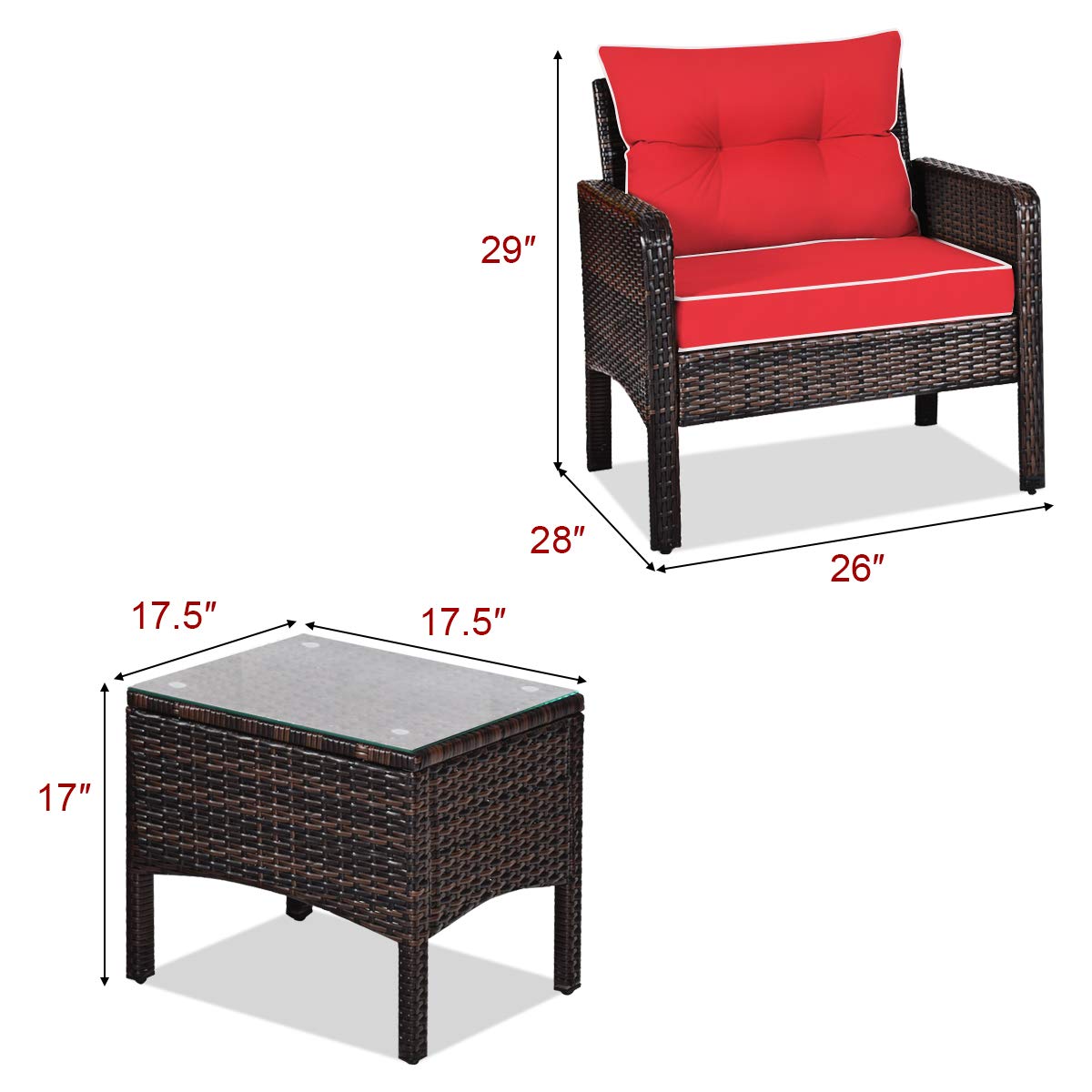 Tangkula all-weather PE rattan withstands sun and rain.