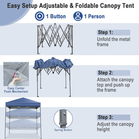 Tangkula canopy shows three height adjustments for comfort.
