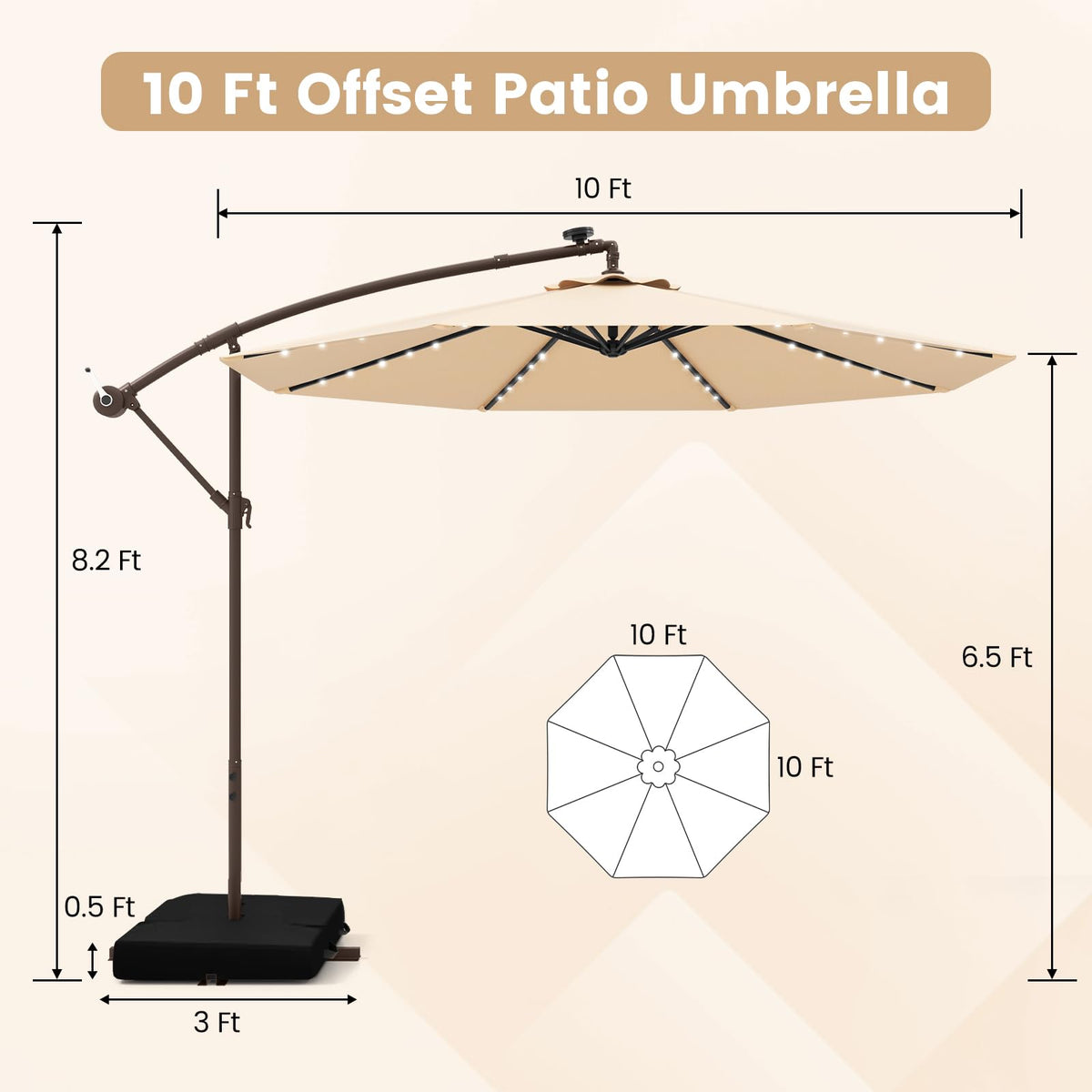 Tangkula crank-handle enables quick tilt and shade adjustments for changing sun positions.
